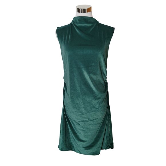 A New Day Green Velvet Sleeveless Turtleneck Dress Womens M - Picture 1 of 6
